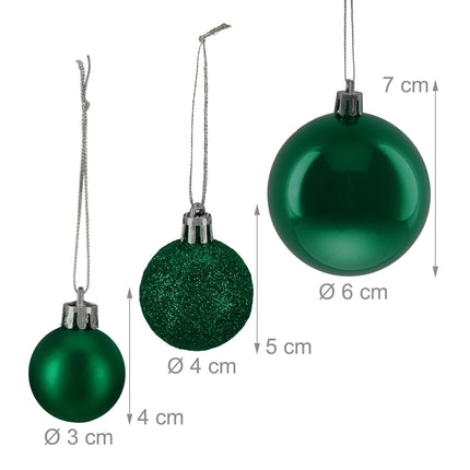 Christmas Tree Baubles Set, 76 Pcs – Matte, Shiny, Glittery