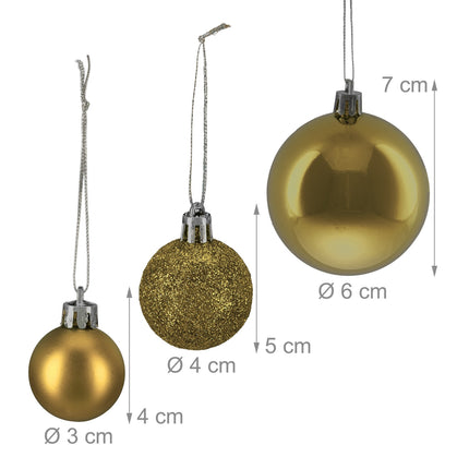 Christmas Tree Baubles Set, 76 Pieces, Matte & Glitter Finish