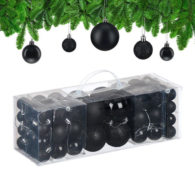 Christmas Tree Baubles Set, 76 Pieces, Plastic