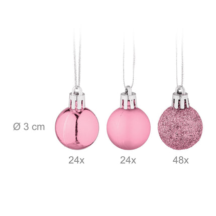 Christmas Tree Baubles Set, 96 Plastic Ornaments