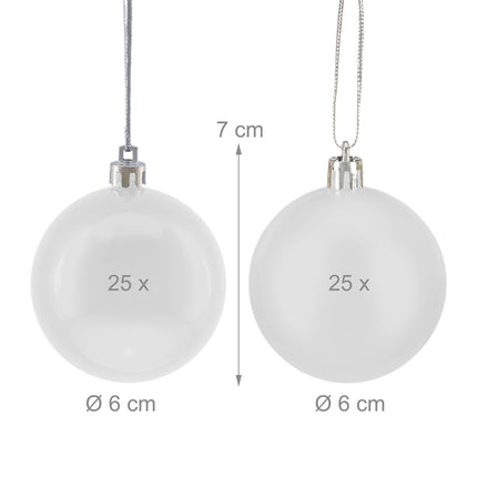 Christmas Tree Baubles Set, Matte & Glossy Finish, 50-Pack