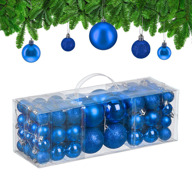 Christmas Tree Baubles Set, Matte/Shiny/Glitter Finish