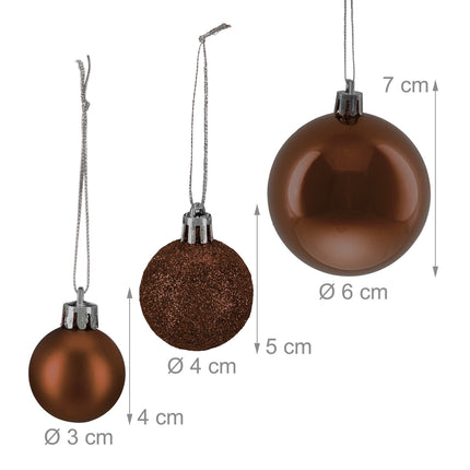 Christmas Tree Baubles Set, Matte/Shiny/Glitter Finish