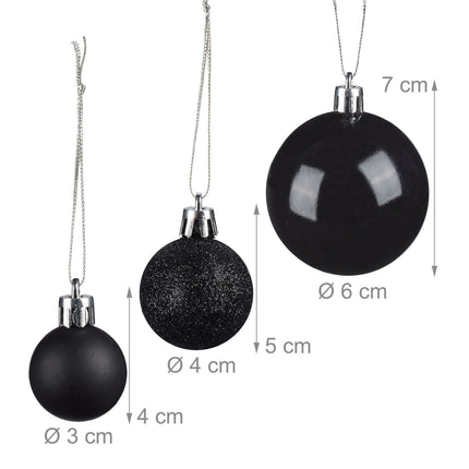 Christmas Tree Baubles Set, Matte/Shiny/Glitter Finish
