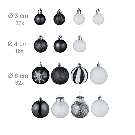 Christmas Tree Ornaments Set, 101 Plastic Baubles