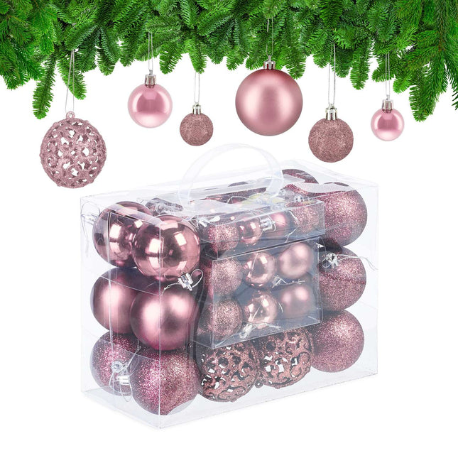 Christmas Tree Ornaments Set, 50 Baubles, Mixed Finishes