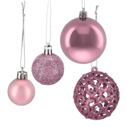 Christmas Tree Ornaments Set, 50 Baubles, Mixed Finishes