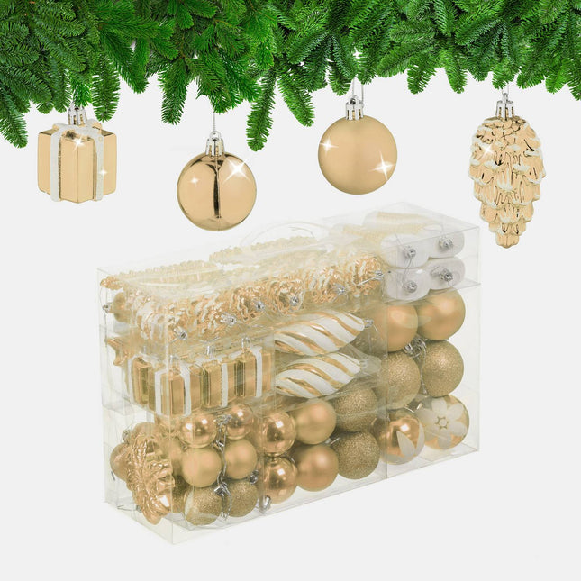 Christmas Tree Ornaments Set, 72 Pieces, Baubles & Decorations