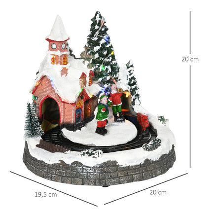 Christmas village with LED lights and moving train