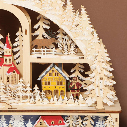 Christmas Village with LED Lights, 45 cm, Wood