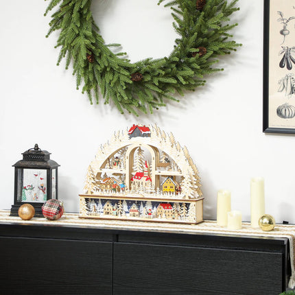 Christmas Village with LED Lights, 45 cm, Wood