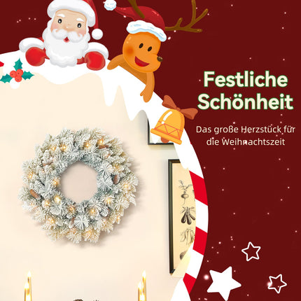 Christmas Wreath with LED Lights, Pinecones, 60cm