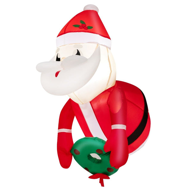 Opblaasbare kerstman uit het raam met ledverlichting 45 x 60 x 100 cm rood