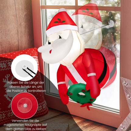 Christmas inflatable Santa Claus from the window with LED lights 45 x 60 x 100 cm red
