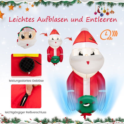 Christmas inflatable Santa Claus from the window with LED lights 45 x 60 x 100 cm red