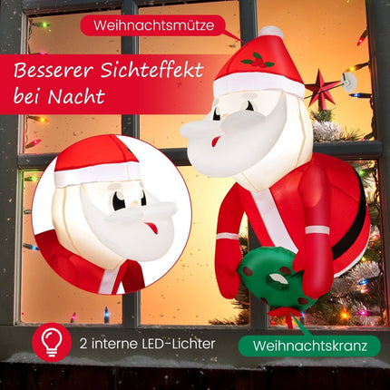 Christmas inflatable Santa Claus from the window with LED lights 45 x 60 x 100 cm red