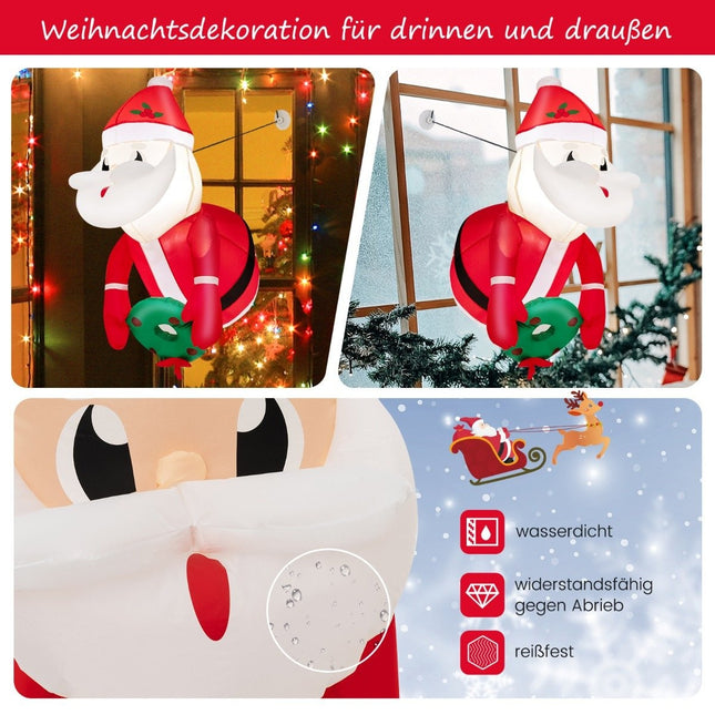 Opblaasbare kerstman uit het raam met ledverlichting 45 x 60 x 100 cm rood
