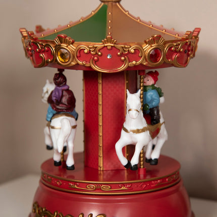 Christmas music box Carousel, LED & Rotating, 13x18.5 cm