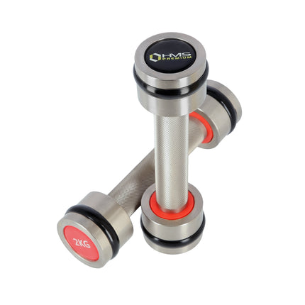 Chromed Dumbbell Set, 2 x 2 kg, HMS Premium
