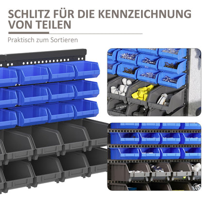 Plastic shelf, 63x18x37.5 cm, 30 drawers in various sizes