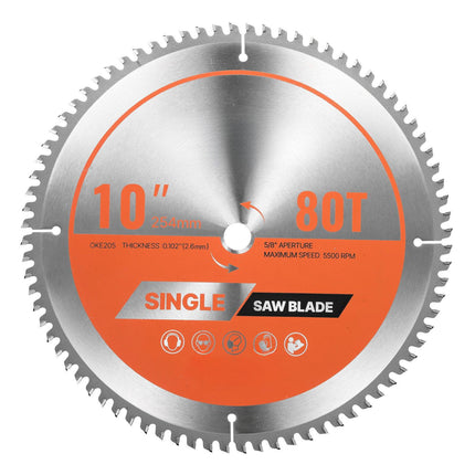 Circular Saw Blade 10-Inch 80T, 5/8 Arbor, Aluminum