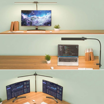 Clamp-On LED Desk Lamp, 61cm Dual Head USB Dimmable