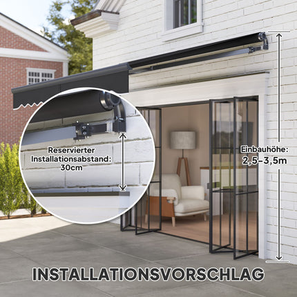 Tension awning with hand crank, UV 30+, 300cm, dark grey