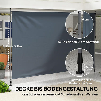 Height-adjustable clamp awning, UV-resistant, 400 cm wide