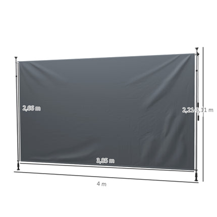 Height-adjustable clamp awning, UV-resistant, 400 cm wide