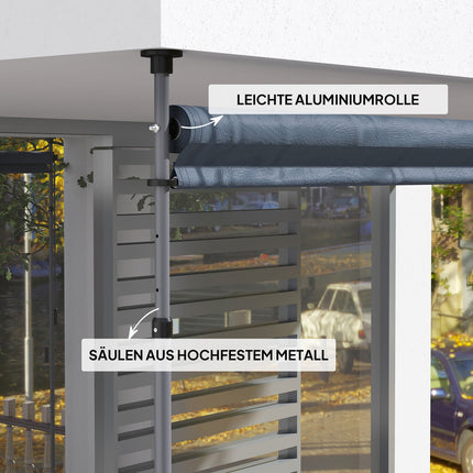 Height-adjustable clamp awning, UV-resistant, 400 cm wide