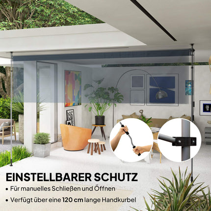 Height-adjustable clamp awning, UV-resistant, 400 cm wide