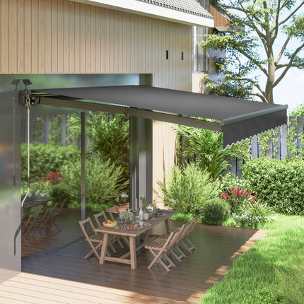 Tension awning with hand crank, UV 50+, 400 cm, Grey