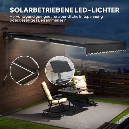 Tension awning with hand crank, UV 50+, 400 cm, Grey