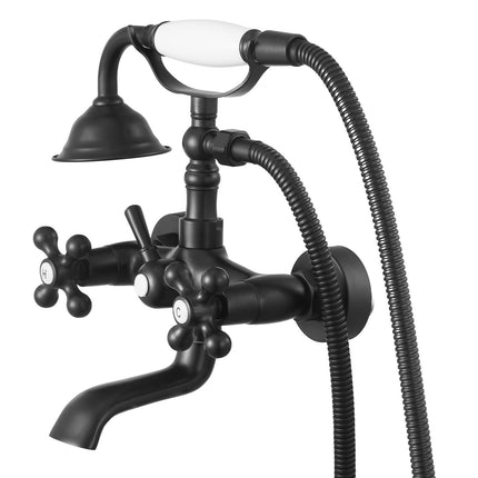 Clawfoot Tub Faucet, Wall Mount, Handheld Shower, Matte Black