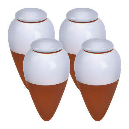 Clay Watering Cones with Lids, 350ml, White, Set of 4