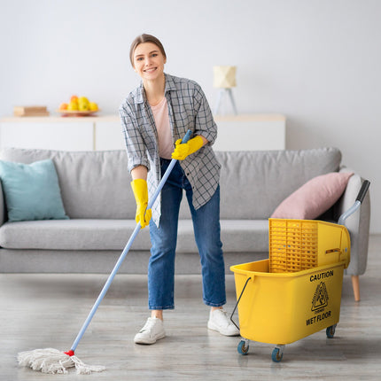 Cleaning Cart with Wheels, 20L Capacity, Yellow
