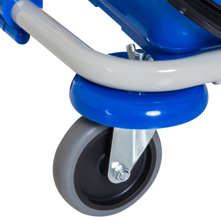 Cleaning trolley with 4 buckets and wheels, blue/orange