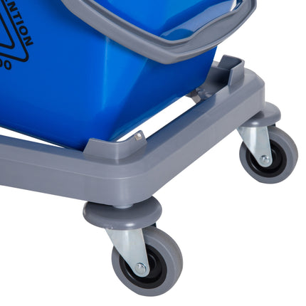 Cleaning trolley with double buckets & wheels, metal/PP