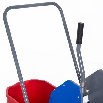 Cleaning trolley with double buckets & wheels, metal/PP