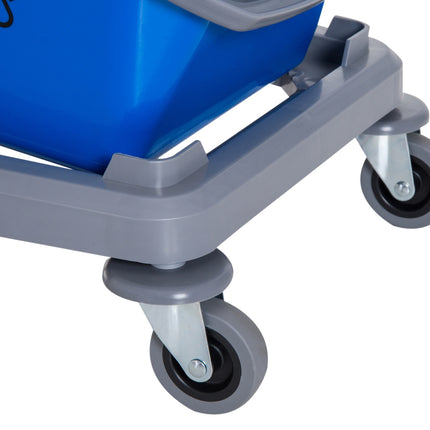 Cleaning trolley with double buckets & wheels, metal/PP