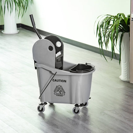 Mobile cleaning trolley with 36L bucket and twister, grey