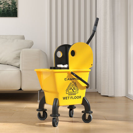 Cleaning trolley with 26L bucket & mop – Yellow