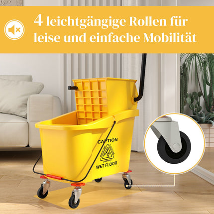 Cleaning trolley with 36L bucket and mop for building