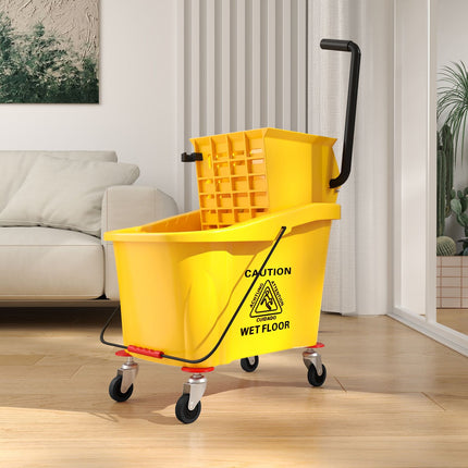 Cleaning trolley with 36L bucket and mop for building