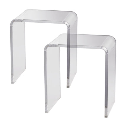 Clear Acrylic C-Shaped Side Tables Set, 2-Pack, 18mm