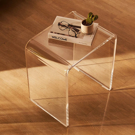 Clear Acrylic C-Shaped Side Tables Set, 2-Pack, 18mm