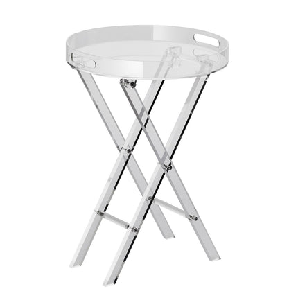 Clear Acrylic Folding Tray Table With X-Leg, 15.7 In