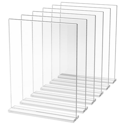 Clear Acrylic Sign Holder 8.5 x 11 in, Double Sided, 6 Pack