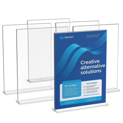 Clear Acrylic Sign Holder 8.5 x 11 in, Double Sided, 6 Pack