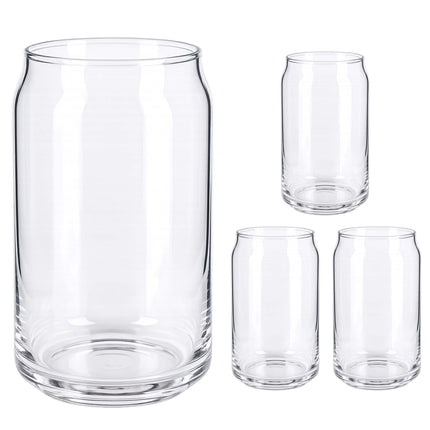 Clear Can-Shaped Long Drink Glasses, Set of 4